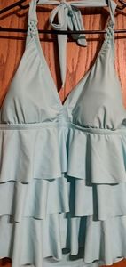 Teal ruffled swim suit